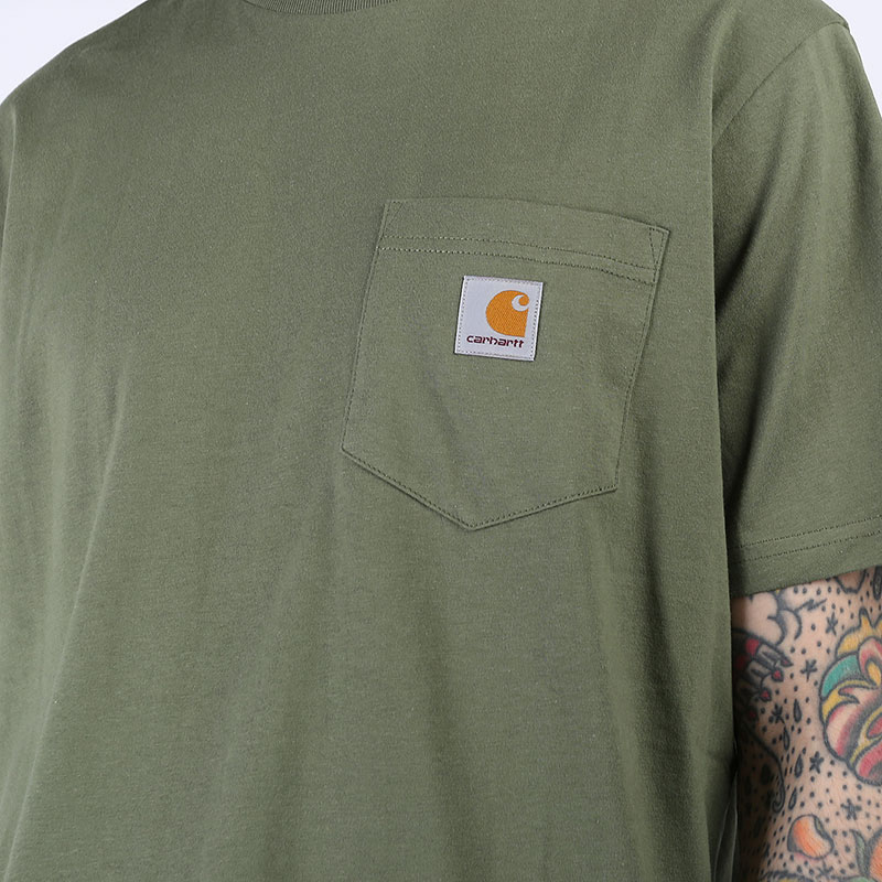мужская зеленая футболка Carhartt WIP S/S Pocket T-Shirt I022091-dollar green - цена, описание, фото 2